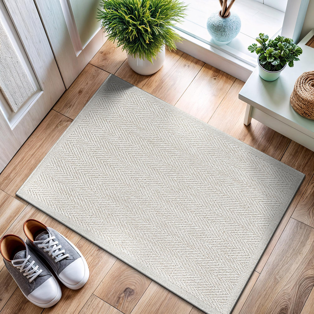 CAMILSON Easy Jute Rug 10x14, Indoor Outdoor Natural Color Fiber Area Rugs for Living Room Patio and Kitchen Rug, Sisal Boho Woven Design, Easy-Cleaning, Washable Outside Carpet Alfombras (10 x 14)