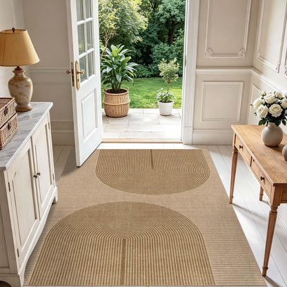 Easy Jute Rug for Pet Homes: 4x6 Outdoor Rug - Geometric Arch Pattern