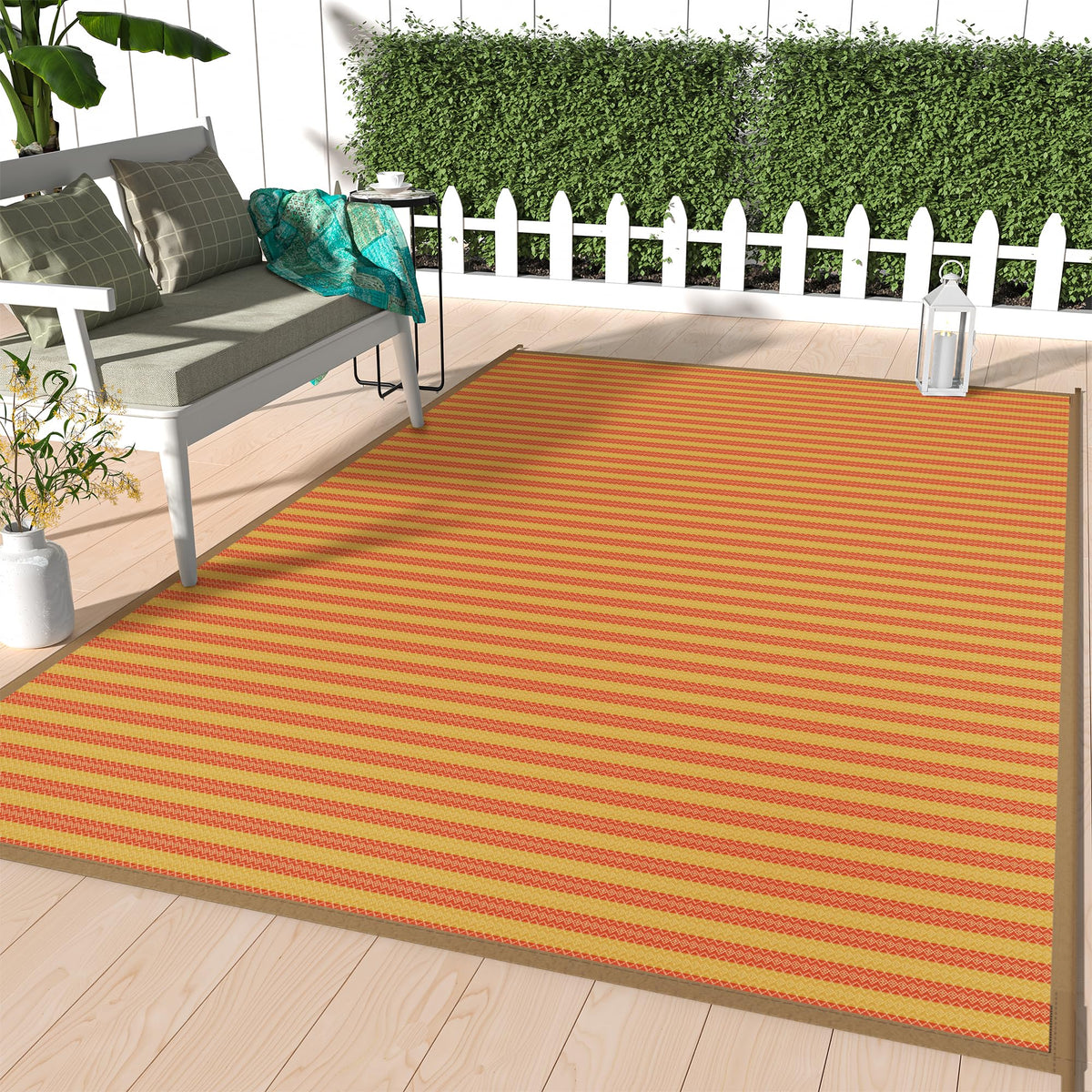 GENIMO Outdoor Rug, Waterproof Plastic Rugs for Patio, 5'x8' Cloud Grey