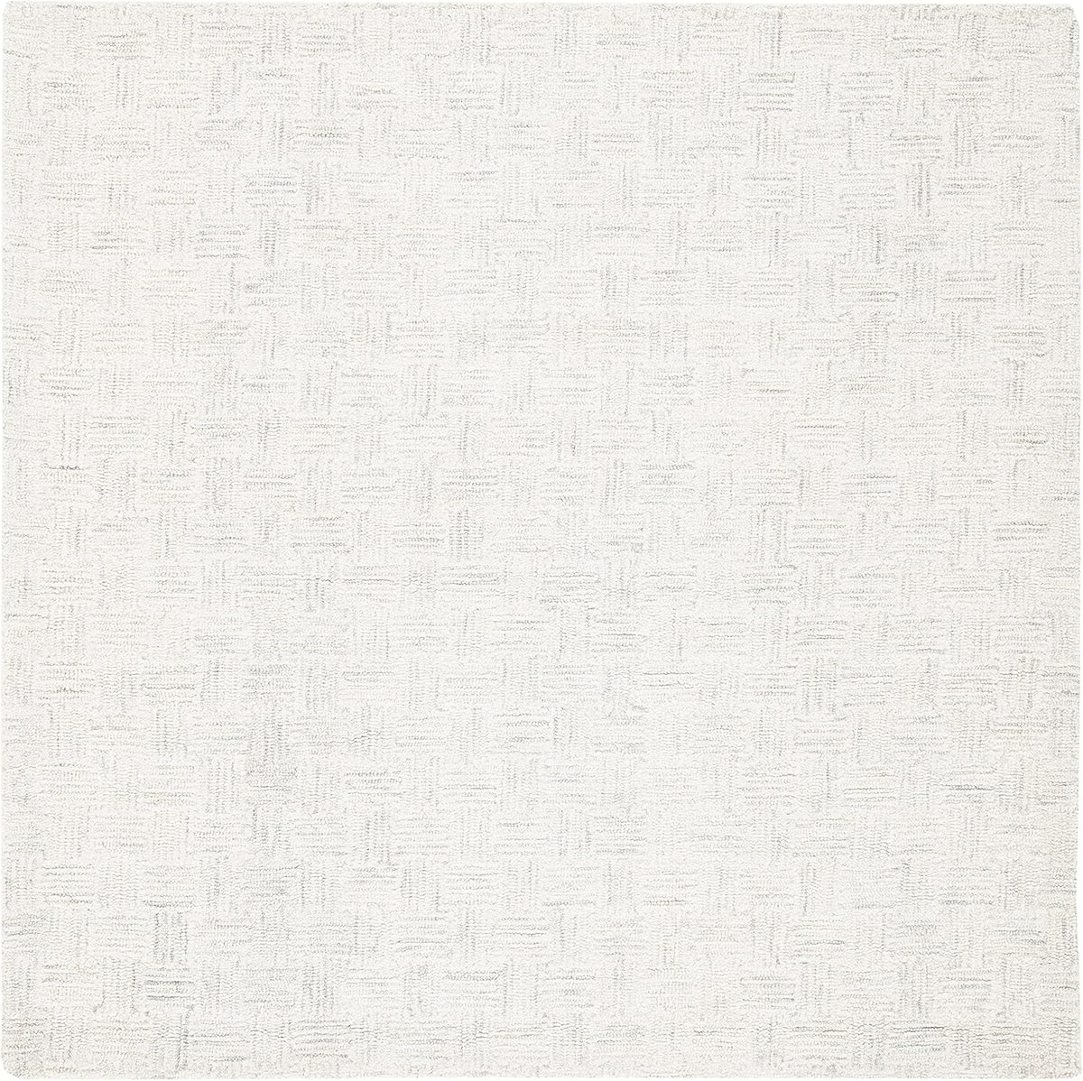 SAFAVIEH Micro-Loop Collection Area Rug - 5' Square, Light Grey & Ivory, Handmade Wool, Ideal for High Traffic Areas in Living Room, Bedroom (MLP537F)