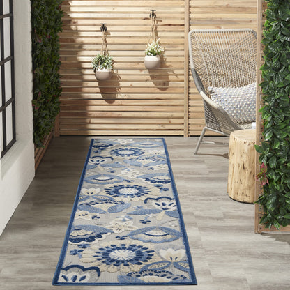 Nourison Home Aloha Natural Blue 2'3" x 10' Area Rug - Easy Clean, Non Shedding, Bed Room, Living Room, Dining Room, Kitchen (10' Runner)