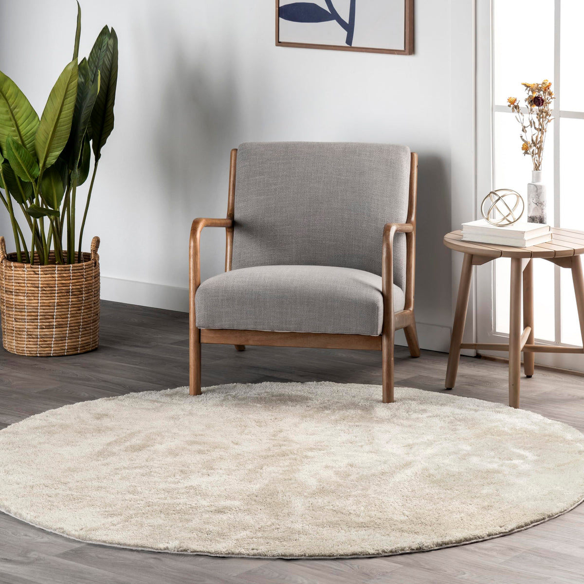 nuLOOM Loni Off White Solid Washable Area Rug, 8' x 10'