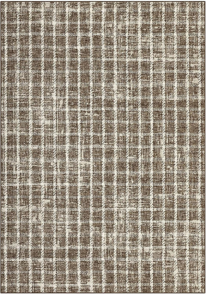 ROYHOME 6x9 Area Rug for Living Room Washable Khaki Brown Checkered Rugs