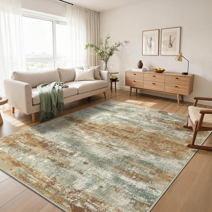 GENIMO 9x12 Area Rug Washable Non Slip for Living Room, Navy Blue Gray