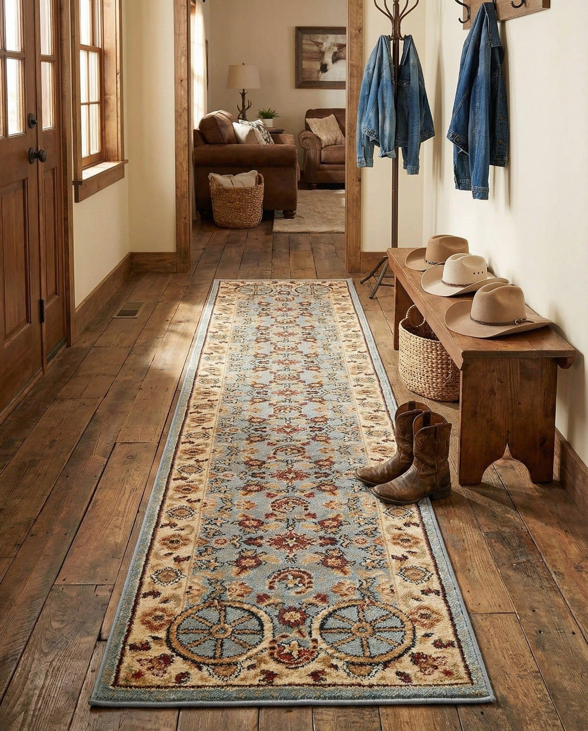 Rugs.com - Pioneer Rug – 5 Ft Square Ivory Easy-Clean Rug – Rustic Decor for Living Rooms, Bedrooms, and Entryways
