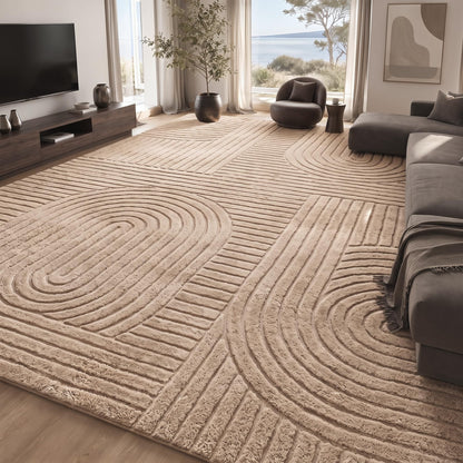 Brown Solid Area Rug 9x12 Large Washable Soft Rugs for Living Room