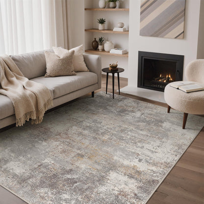 GENIMO 9x12 Area Rug Washable Non Slip for Living Room, Navy Blue Gray