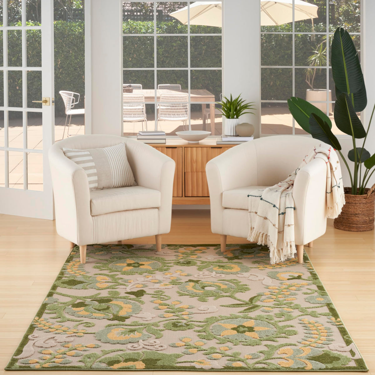 Nourison Home Aloha Natural Blue 2'3" x 10' Area Rug - Easy Clean, Non Shedding, Bed Room, Living Room, Dining Room, Kitchen (10' Runner)