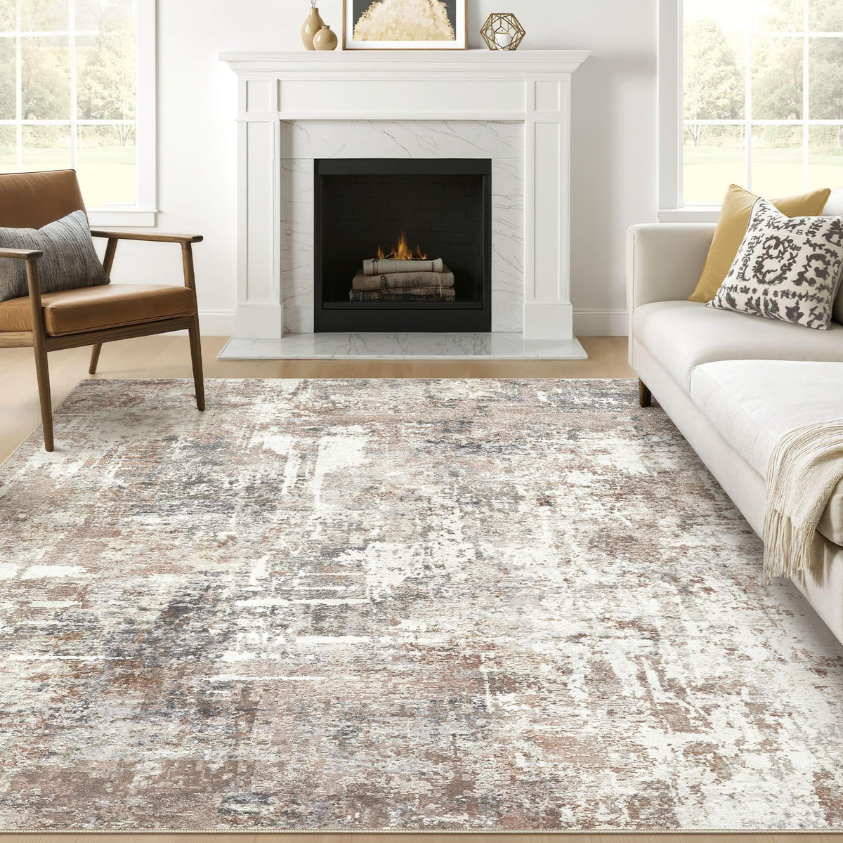 LOONGRUG 10x14 Area Rugs Washable Large Neutral Modern Living Room Rug