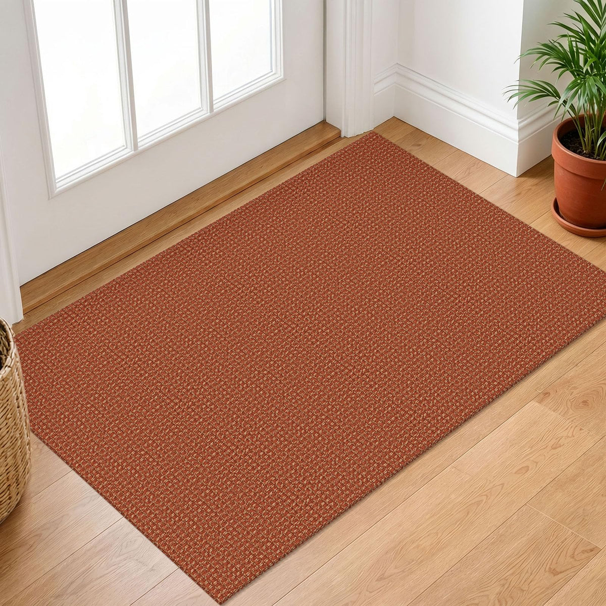 IOHOUZE Washable Area Rug 3x5 Non Slip Rubber Backed Woven Rugs for Entryway Rugs Indoor Outdoor Doormat Throw Rug Floor Carpet for Entrance Kitchen Front Door, Olive Green/Earthy Green