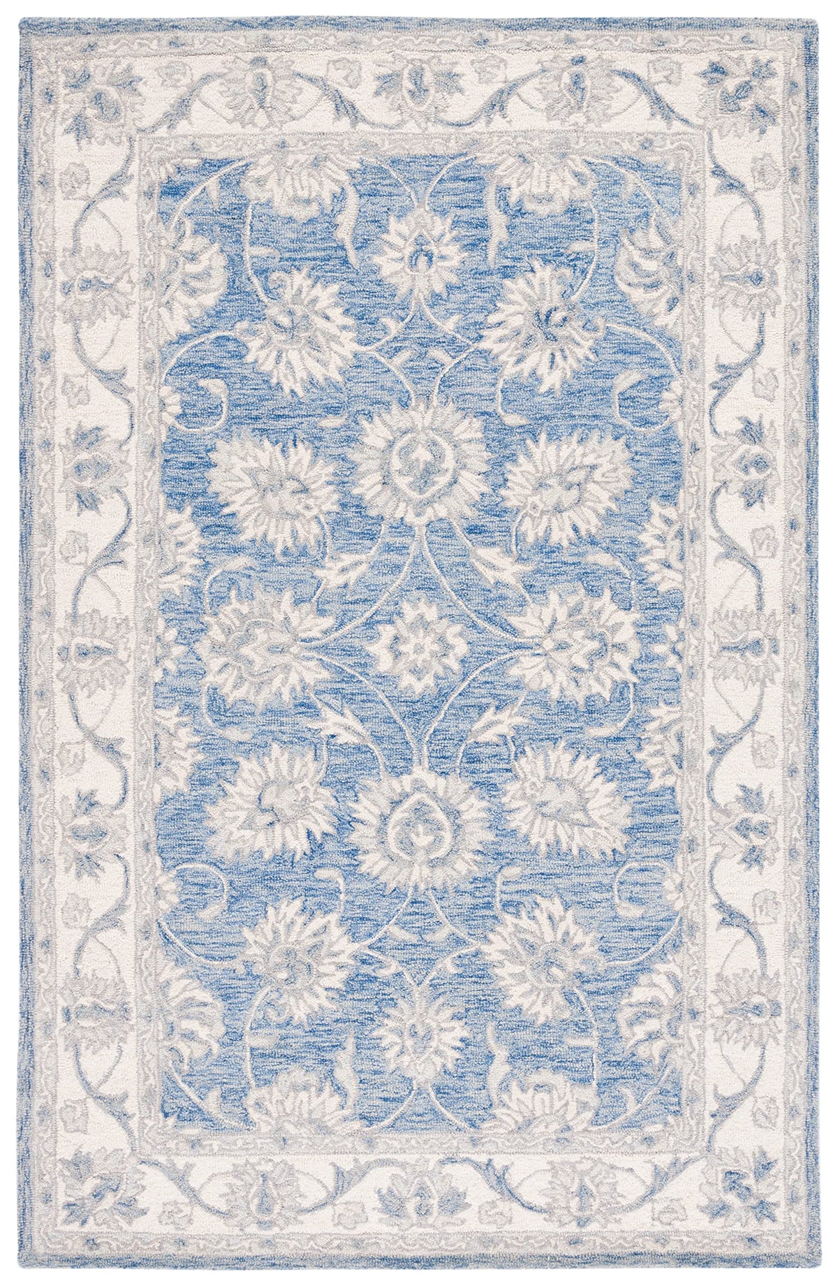 SAFAVIEH Micro-Loop Collection Area Rug - 6' x 9', Light Blue & Ivory, Handmade Wool, Ideal for High Traffic Areas in Living Room, Bedroom (MLP536L)