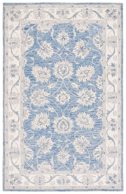 SAFAVIEH Micro-Loop Collection Area Rug - 6' x 9', Light Blue & Ivory, Handmade Wool, Ideal for High Traffic Areas in Living Room, Bedroom (MLP536L)