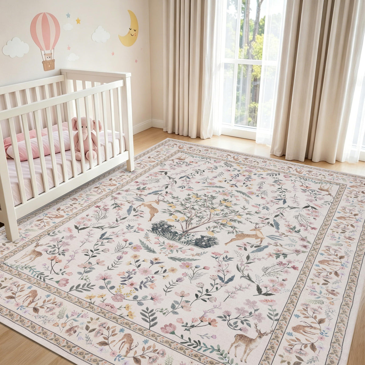 RCTJHOME 9x12 Brown Vintage Oriental Washable Area Rug Non-Slip Soft Carpet