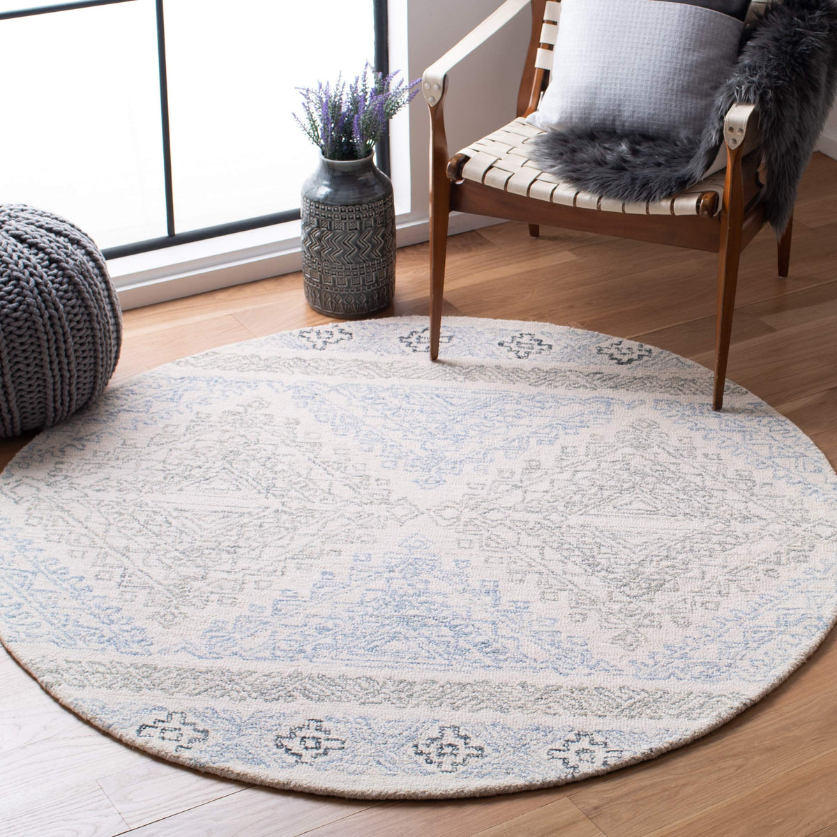 SAFAVIEH Micro-Loop Collection Area Rug - 9' x 12', Ivory & Grey, Handmade Moroccan Boho Wool, Ideal for High Traffic Areas in Living Room, Bedroom (MLP206A)