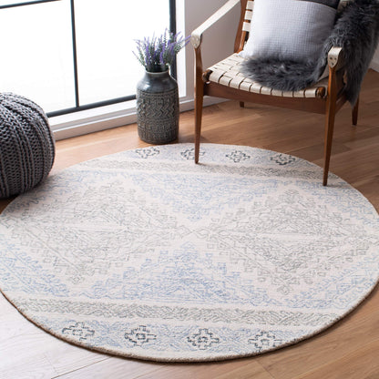 SAFAVIEH Micro-Loop Collection Area Rug - 9' x 12', Ivory & Grey, Handmade Moroccan Boho Wool, Ideal for High Traffic Areas in Living Room, Bedroom (MLP206A)