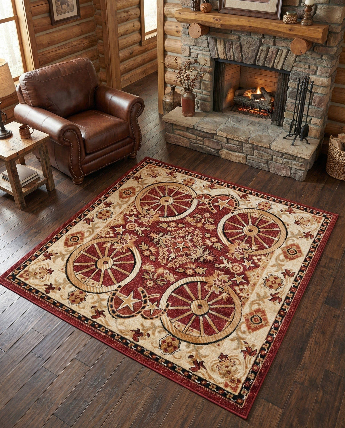Rugs.com - Pioneer Rug – 5 Ft Square Ivory Easy-Clean Rug – Rustic Decor for Living Rooms, Bedrooms, and Entryways