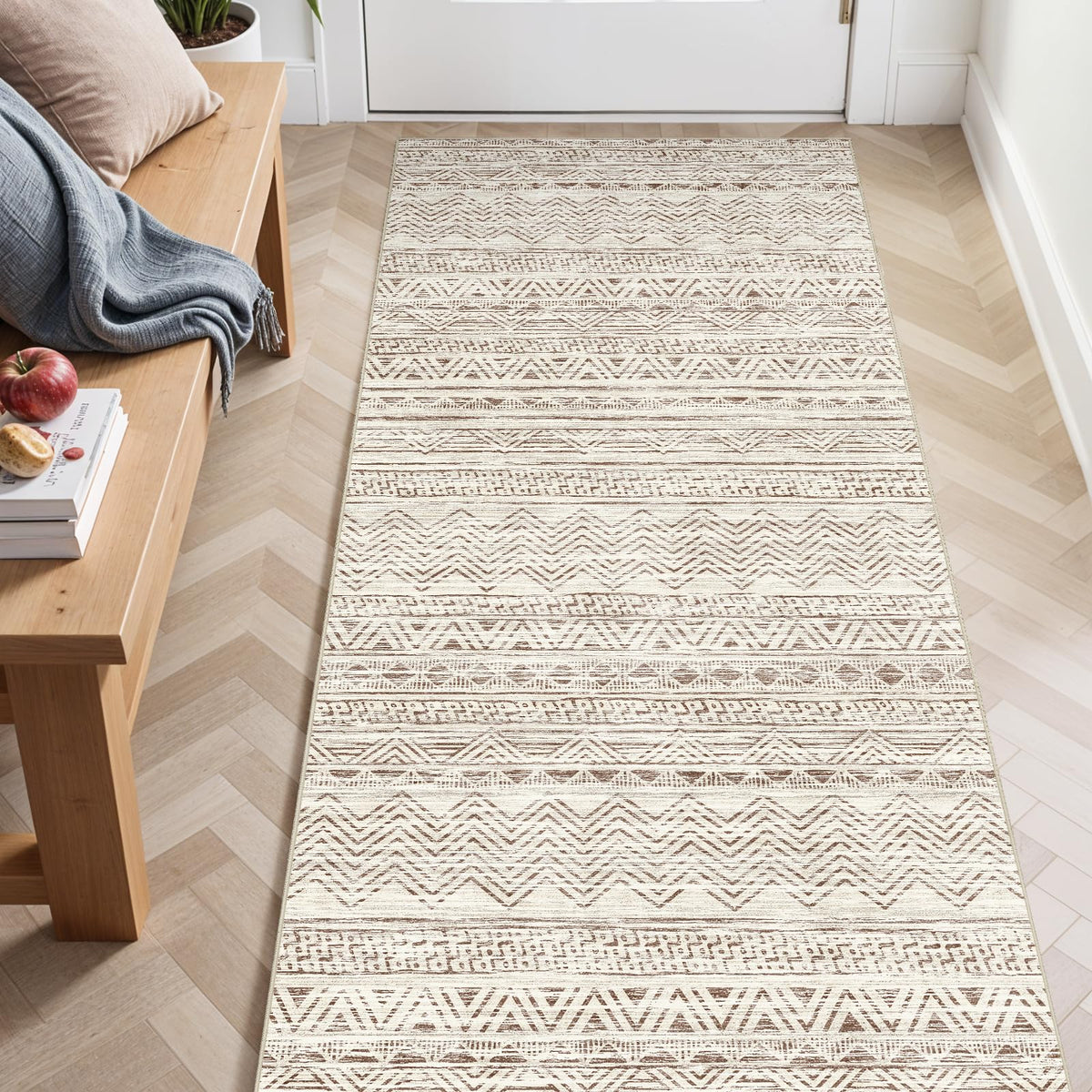 2'6"x8 Runner Rug Washable Moroccan: Non Slip Kitchen Long Floor Mat Gray