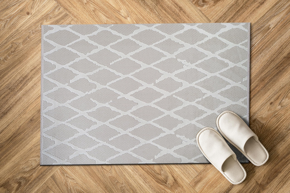 Luul Home Modern Micro Loop Indoor Area Rugs for Living Room Bedroom Kitchen Geometric Trellis White 8x10 Luxury Durable Low and High Pile Non-Shedding Stain Resistant Soft Area Carpet 8 x 10