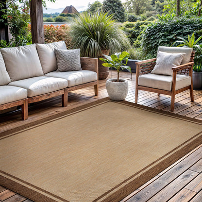 CAMILSON Indoor Outdoor Rug, 6x9 Bordered Dark Grey Black Modern Area Rugs for Indoor and Outdoor Patios, Kitchen and Hallway Mats, Washable Porch Deck Outside Carpet (Bordered Black, 6 x 9)