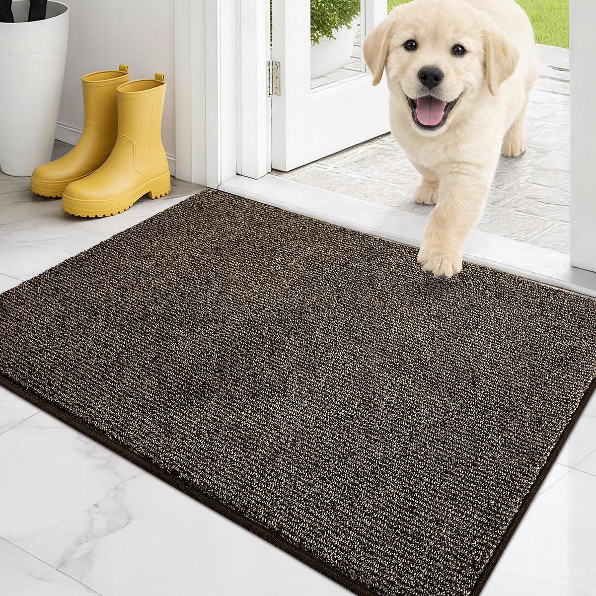 PURRUGS Dirt Trapping Indoor Door Mat, 20" x 31.5", Heathered Charcoal