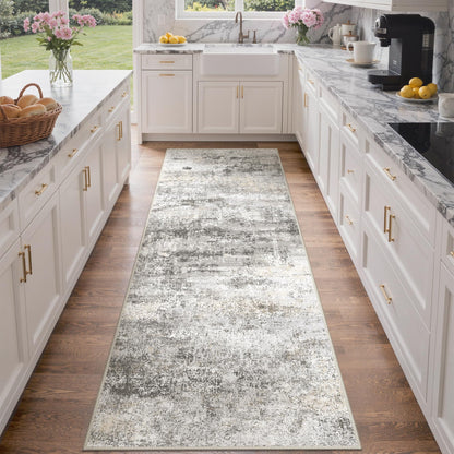 GENIMO 9x12 Area Rug Washable Non Slip for Living Room, Navy Blue Gray