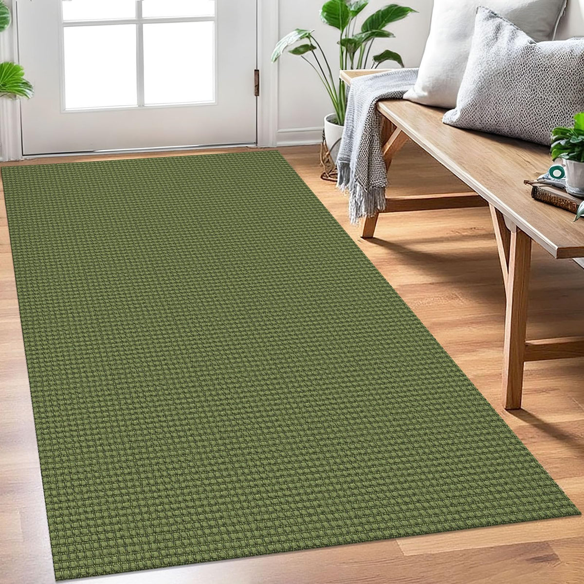 EARTHALL Woven Area Rug 3x5 Ft Washable Rugs for Entryway Braided Non Slip Rubber Backed Throw Rugs Door Mat Indoor Outdoor Entrance Cotton Carpet for Kitchen Foyer Front Door, Orange/Tan/Brown