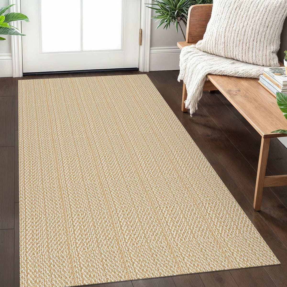 IOHOUZE Small Area Rug 2x3 Washable Woven Rugs for Entryway Non Slip Rubber Backed Front Door Rugs Indoor Doormat Throw Rug Floor Carpet for Entrance Kitchen, Cream/Beige