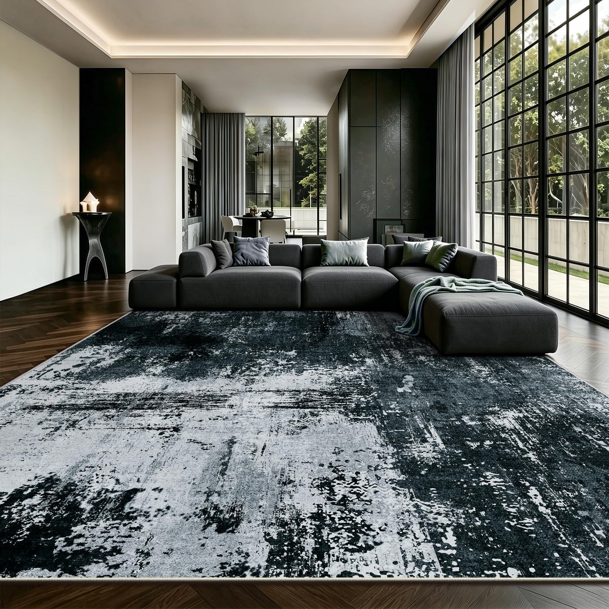 8x10 Rugs for Living Room - Modern Abstract Low Pile Washable Rug, Ultra Soft Non Slip Large Rugs, Floor Carpet for Bedroom Dining Room Office Laundry Nursery Home(Brown)