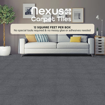Nexus Peel & Stick Floor Tiles, 12-Pack, 12 x 12 in, Smoke