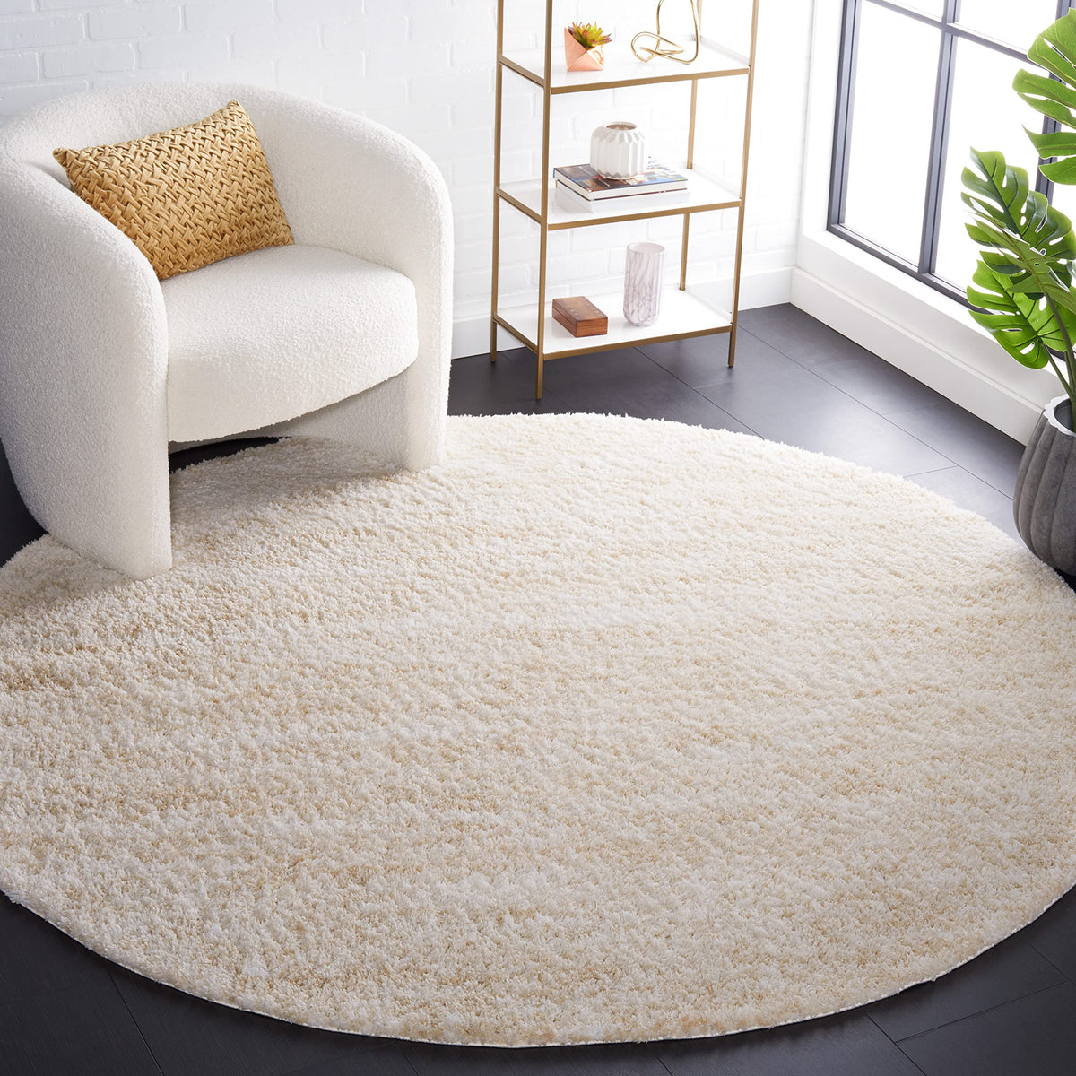 SAFAVIEH Berber Shag Rug 8x10, Large Ivory & Beige BER563A