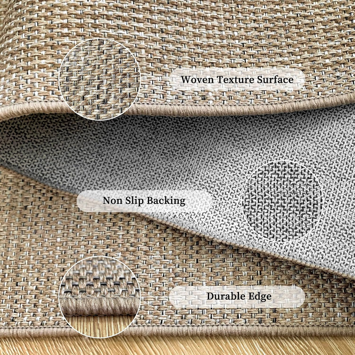 Easy Jute Rug for Pet Homes: 4x6 Outdoor Rug - Geometric Arch Pattern