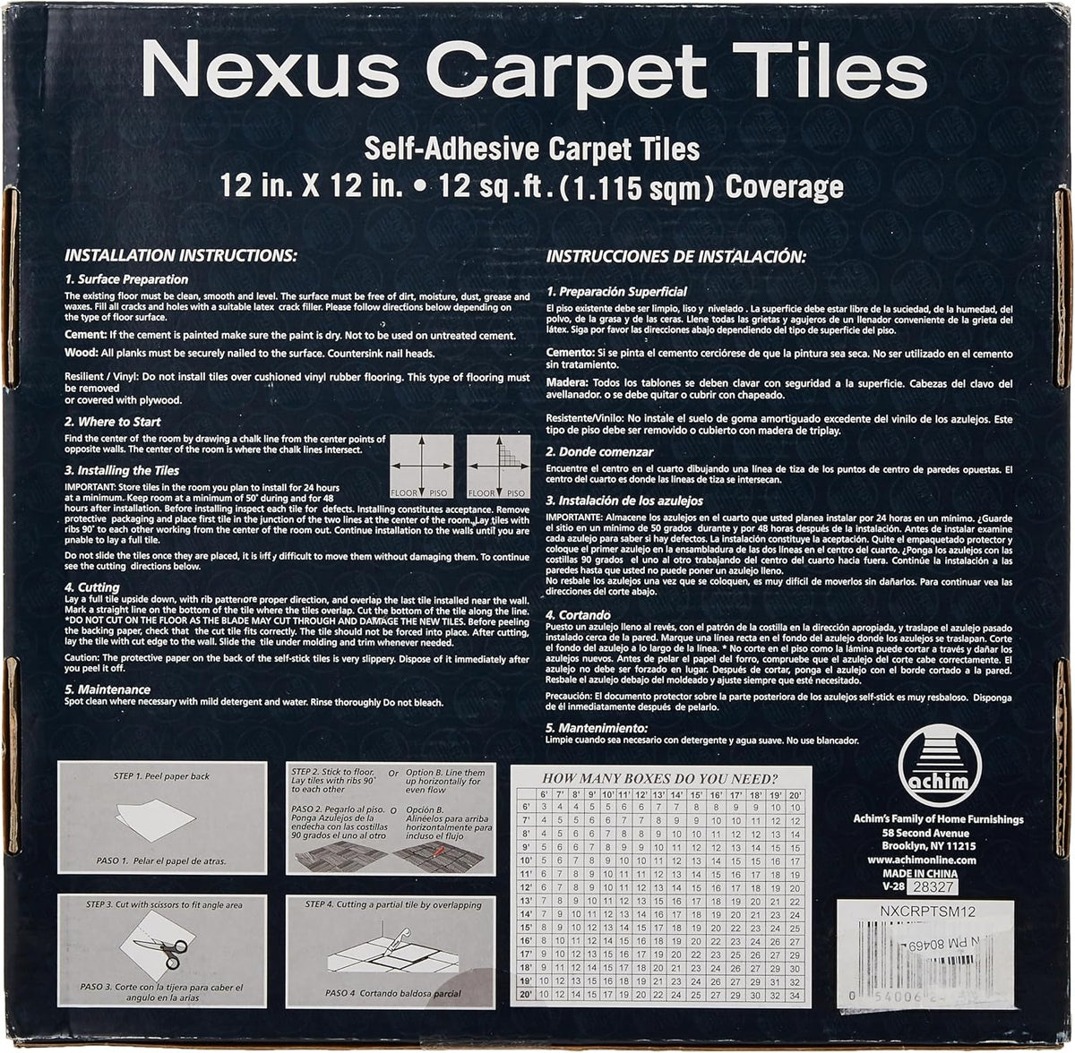 Nexus Peel & Stick Floor Tiles, 12-Pack, 12 x 12 in, Smoke