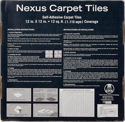 Nexus Peel & Stick Floor Tiles, 12-Pack, 12 x 12 in, Smoke