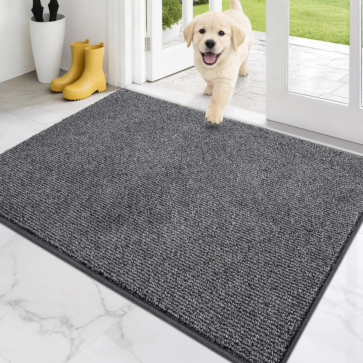 PURRUGS Dirt Trapping Indoor Door Mat, 20" x 31.5", Heathered Charcoal