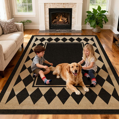 Washable 8x10 Modern Rainbow Easy Jute Indoor Outdoor Rug for Living Room