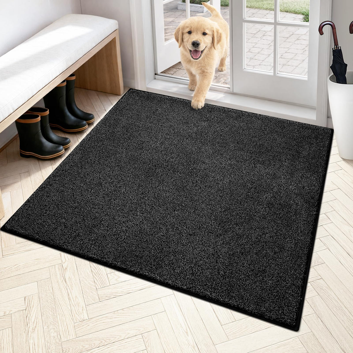 PURRUGS Dirt Trapping Indoor Door Mat, 34" x 59", Charcoal