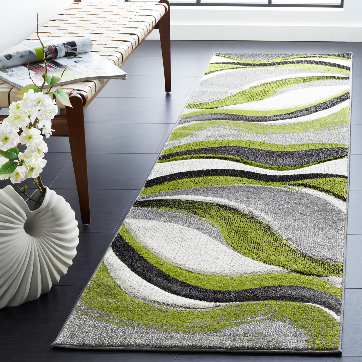 SAFAVIEH Hollywood Area Rug 10'6"x14', Modern Grey & Blue HLW766F