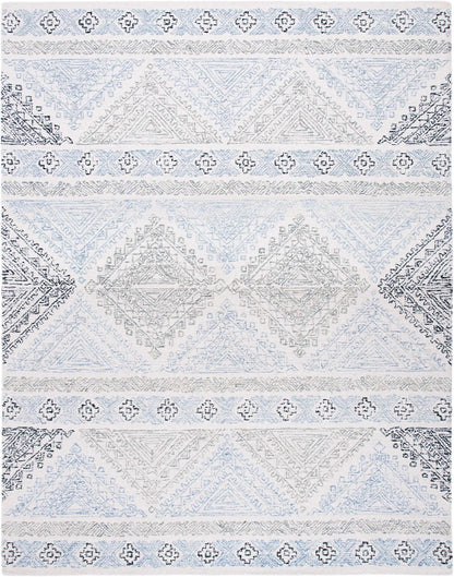 SAFAVIEH Micro-Loop Collection Area Rug - 9' x 12', Ivory & Grey, Handmade Moroccan Boho Wool, Ideal for High Traffic Areas in Living Room, Bedroom (MLP206A)