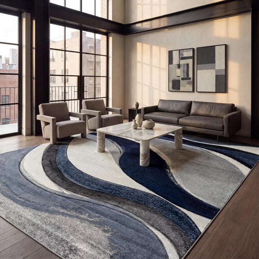 SAFAVIEH Hollywood Area Rug 10'6"x14', Modern Grey & Blue HLW766F