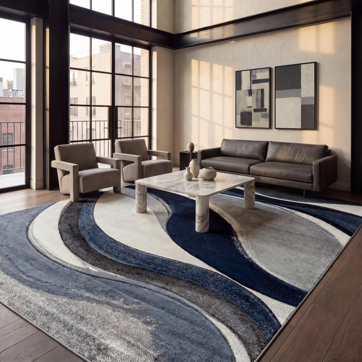 SAFAVIEH Hollywood Area Rug 10'6"x14', Modern Grey & Blue HLW766F