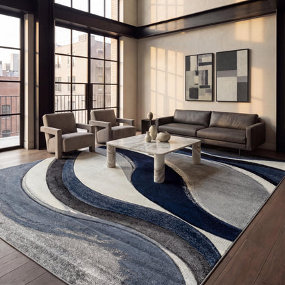SAFAVIEH Hollywood Area Rug 10'6"x14', Modern Grey & Blue HLW766F