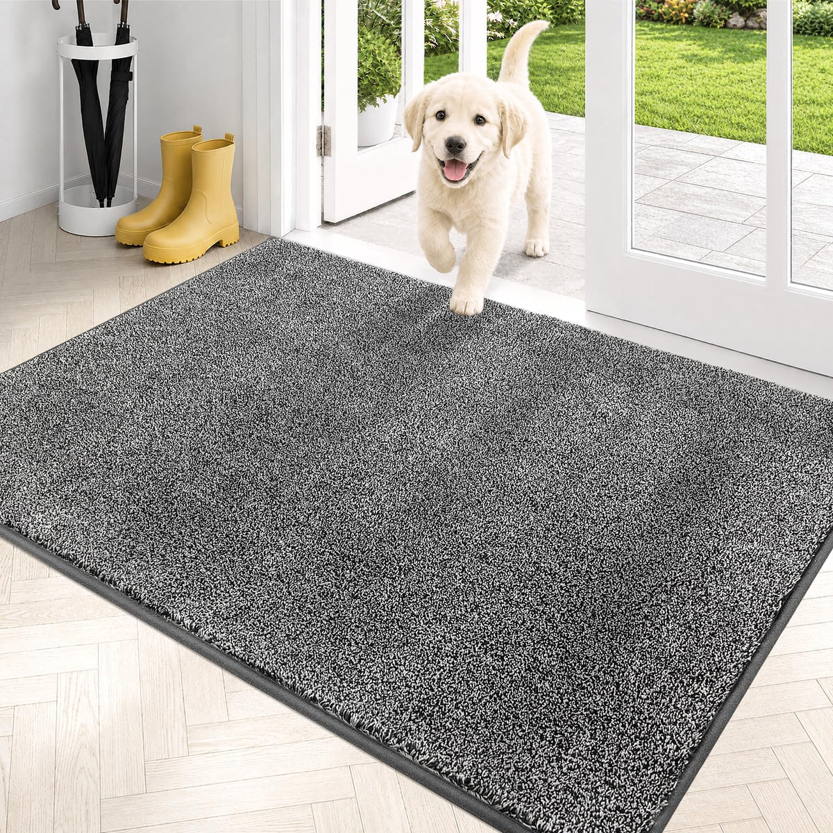 PURRUGS Dirt Trapping Indoor Door Mat, 34" x 59", Charcoal