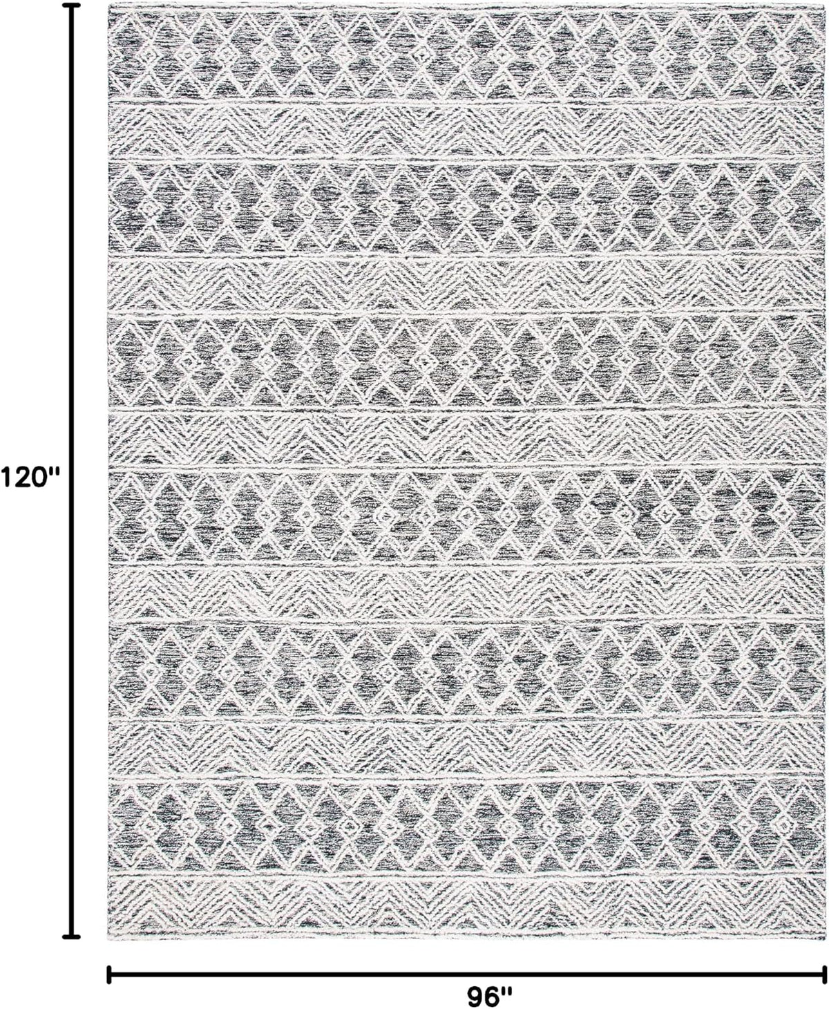SAFAVIEH Area Rug 8x10 - Micro-Loop Collection - Large - Ivory & Black, Handmade Wool, Moroccan Boho Design, Ideal for Living Room, Bedroom, Office, Dining Space (MLP203A)