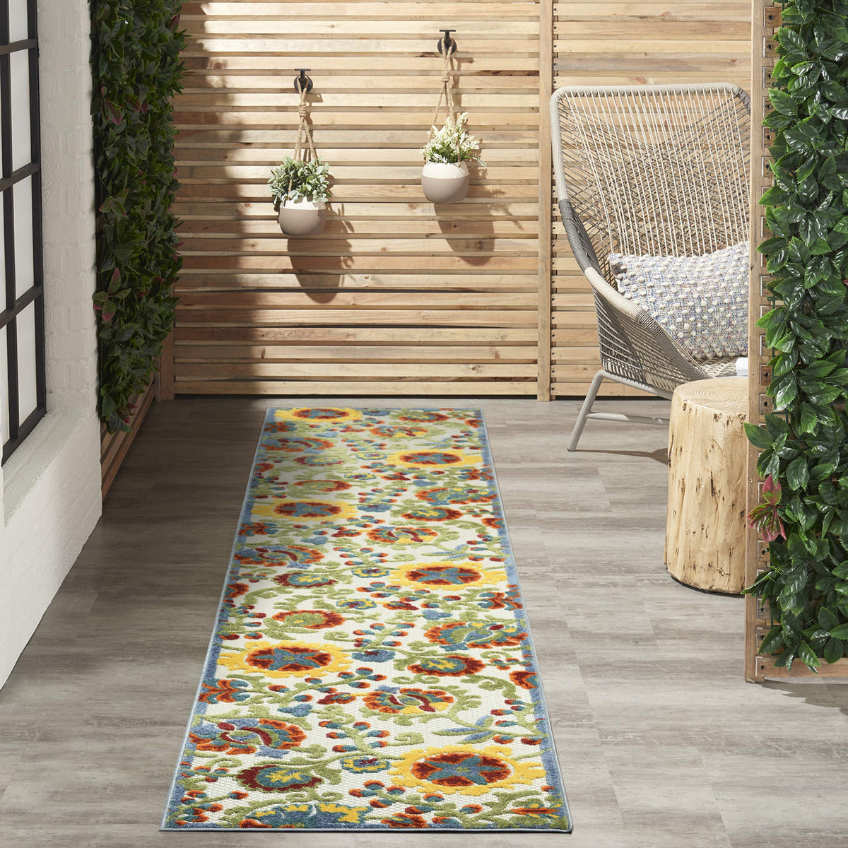 Nourison Home Aloha Natural Blue 2'3" x 10' Area Rug - Easy Clean, Non Shedding, Bed Room, Living Room, Dining Room, Kitchen (10' Runner)