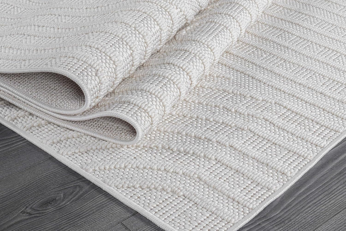 Beverly Rug Micro Loop Large Area Rug White 9x12 Modern Luxury Circle Geometric Durable Indoor Area Rugs for Living Dining Room Office Stain Resistant Non Shedding Casual Indoor Carpet White 9 x 12