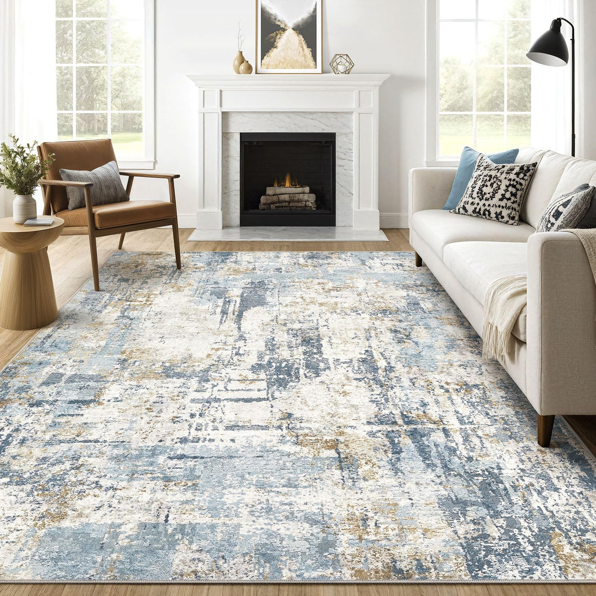 LOONGRUG 10x14 Area Rugs Washable Large Neutral Modern Living Room Rug