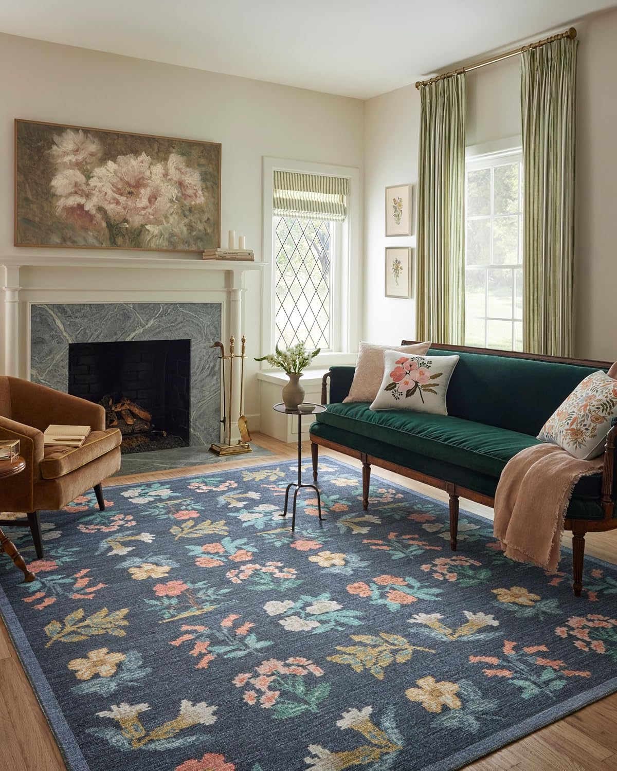 Loloi Rifle Paper Co Rosa Navy 7'-6" x 9'-6" Area Rug