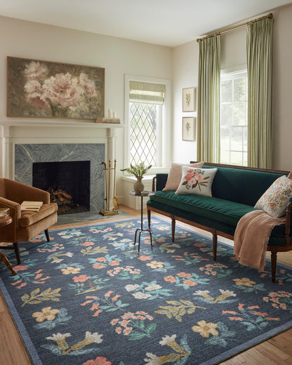 Loloi Rifle Paper Co Rosa Navy 7'-6" x 9'-6" Area Rug