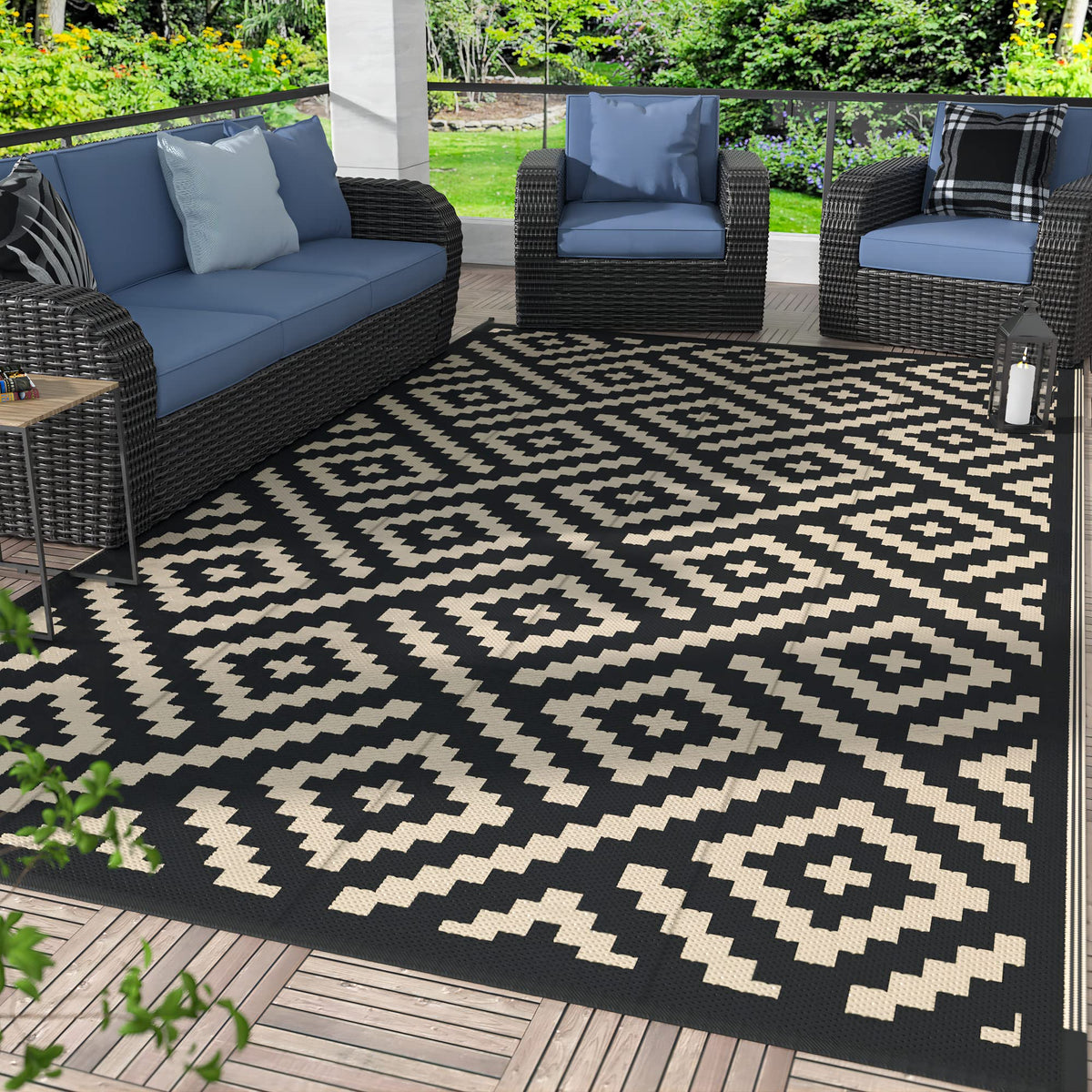 GENIMO Outdoor Rug, Waterproof Plastic Rugs for Patio, 5'x8' Cloud Grey