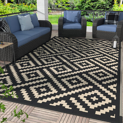 GENIMO Outdoor Rug, Waterproof Plastic Rugs for Patio, 5'x8' Cloud Grey